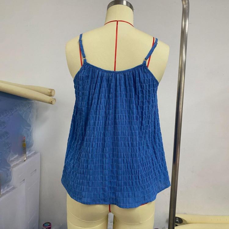 Women Sexy Summer Vacation Solid Color Sleeveless Camisole Vest Tank Tops Suspenders Checkered Loose Spring S-XL