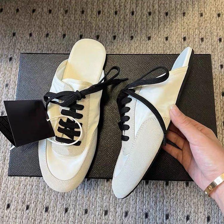 2025 spring and summer new bag head half slippers women's outer wear lazy one pedal flat comfortable casual women's single shoes