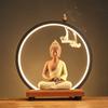 Backflow Incense Burner Indoor LED Light Ring Purple Sand Buddha Zen Ornament Living Room Decoration Tea Ceremony Accessories