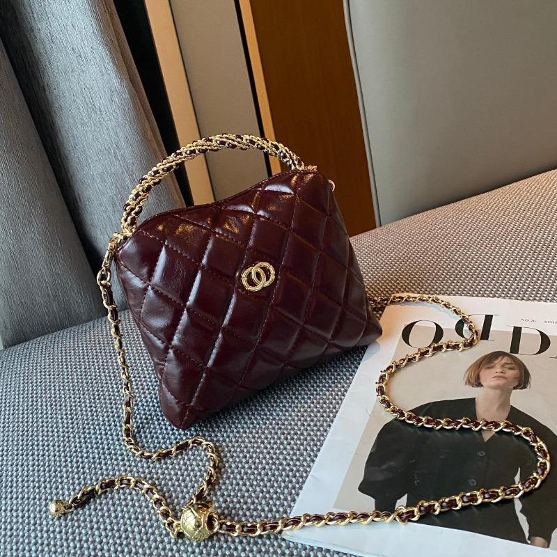 Genuine Leather Small Fragrant Style Bag, High-end and Niche Chain Bag, Versatile and Exquisite Crossbody Bag, Lunch Box Bag, Hand-held Small Bag