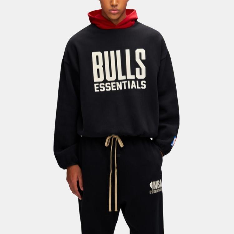 Fear of God Essentials x NBA Chicago Bulls Hoodie 'Black Red' Men's 192AL246504F