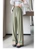 Women's Summer High Waist Ice Silk Wide-Leg Pants - 2025 New, Lightweight, Floor-Length, Loose, Slimming, Casual Straight Leg Design.