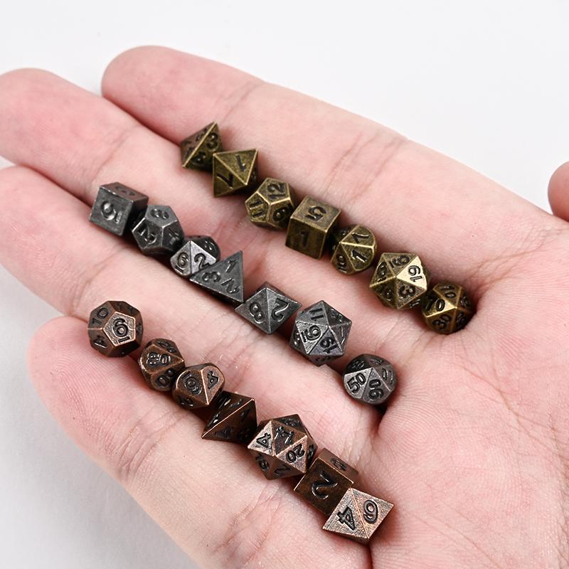 7pcs DND Mini Dice with Pocket Watch Case Portable Polyhedron Dices Dungeons&Dragons Table RPG