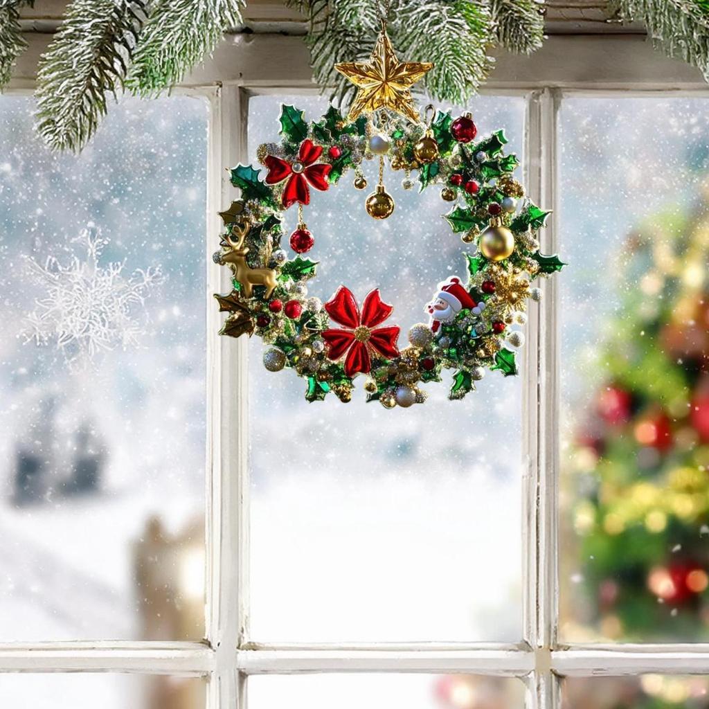 Christmas Tree Decorations 2D Santa Claus Home Decor Small Holiday Christmas Charm For Living Room Entryway Window Door Shelf