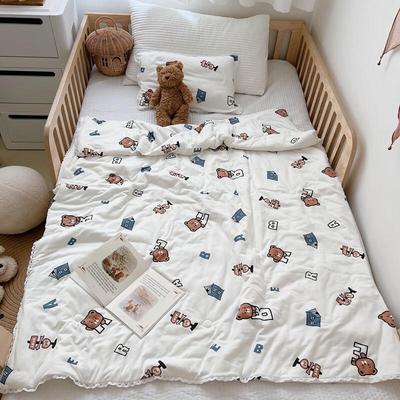 MUJI Knit Cotton Alphabet Bear Soy Fiber Summer Quilt