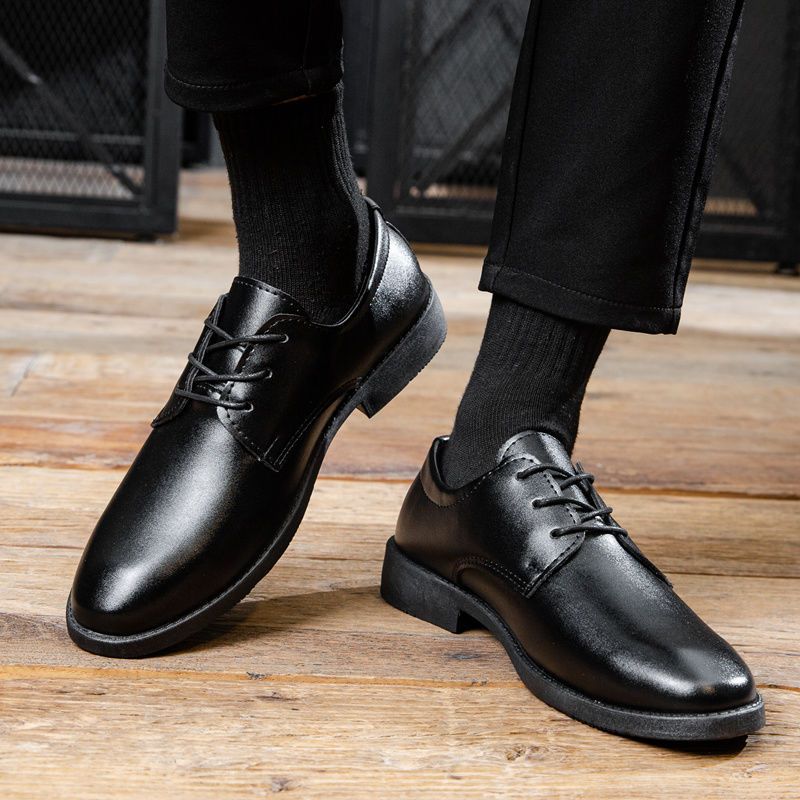 Spring and Autumn Breathable Men's Shoes Korean Edition British Black Wedding Shoes Casual Business Dress Leather Shoes Men's Work Best Man Shoes