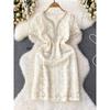 Women's Clothing Retro Crocheted Three-Dimensional Lace Silm Dress