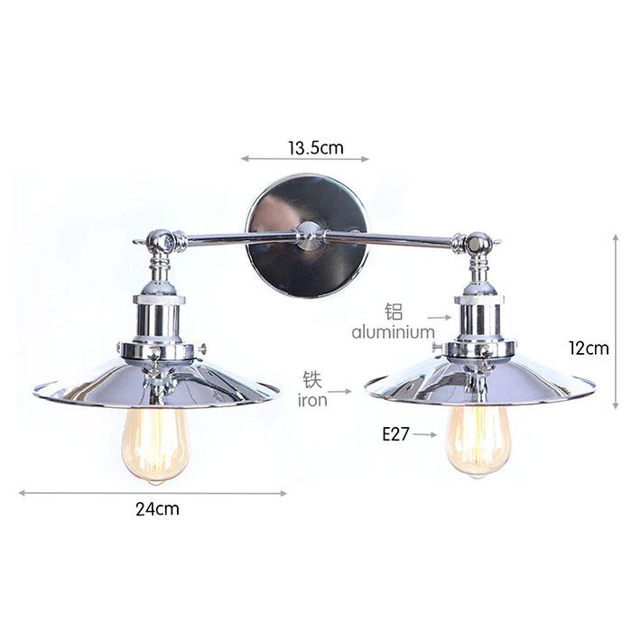 Vintage 2-Lights Wall Light Industrial Black Red Bronze Wall Sconce E27 Metal Shade Vanity Lamp Bathroom Mirror Lighting