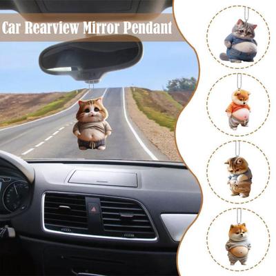 Automobile Pendant Fat Belly Cat Car Pendant Ornament Lightweight Acrylic Hanging Decor