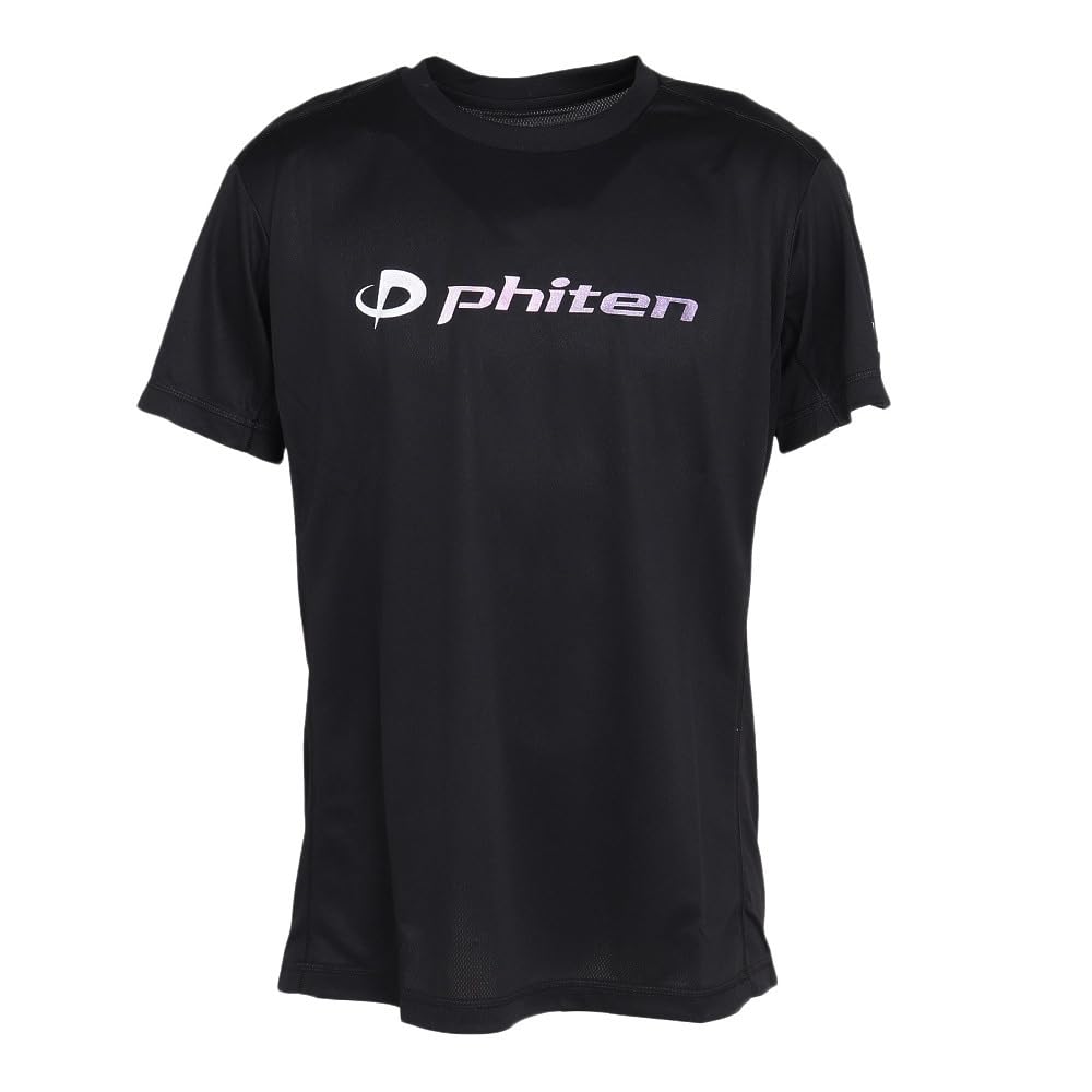 Phiten Volleyball Short Sleeve T-Shirt with Glitter Gradient, Black/Purple, Size L, Men's and Women's, 3125JG66800