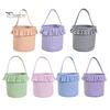 Easter Egg Hunt Carriers Halloween Basket, Plaid Ruffle Trick or Treat Candy Bucket with Handle Celebration Accessories for Kids, Reusable Gingham