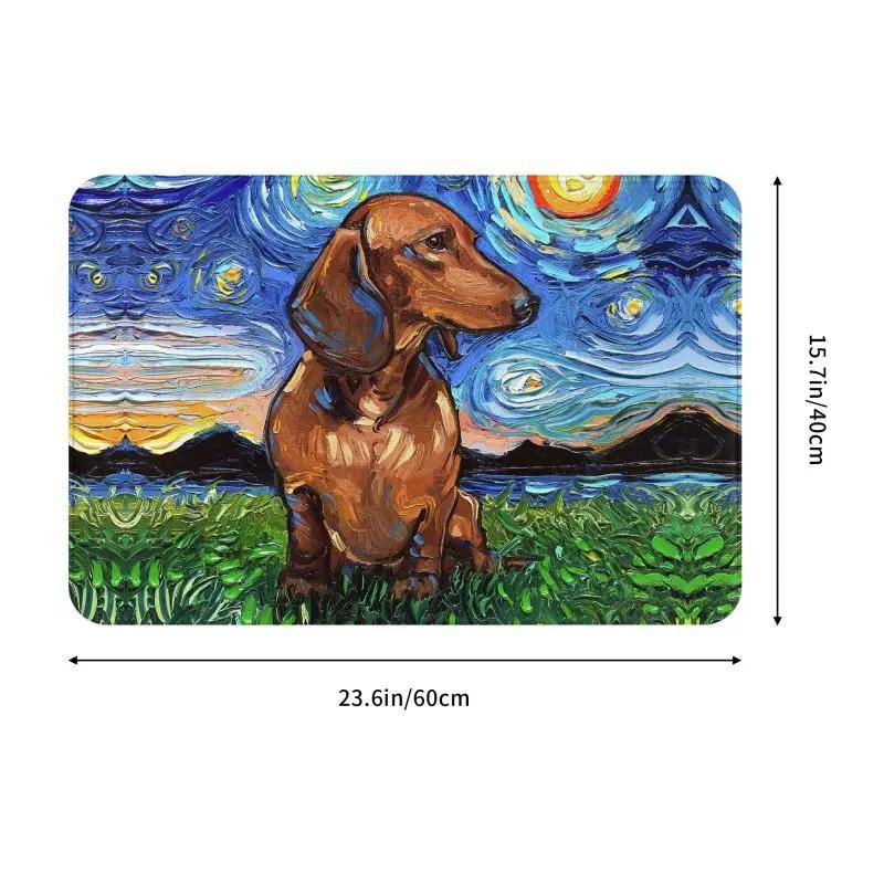 Custom Starry Night Dachshund Dog Doormat Anti-Slip Entrance Kitchen Bathroom Floor Door Mats Bedroom Balcony Carpet Rug