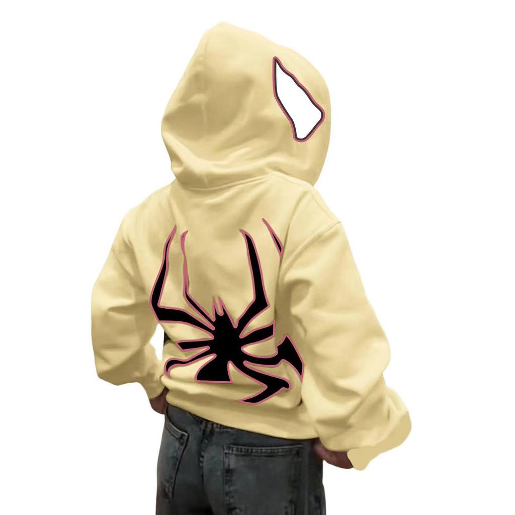 2023 Halloween Unisex Y2K Spider-Man Zip Hoodie - Loose Fit, Large Size for Couples