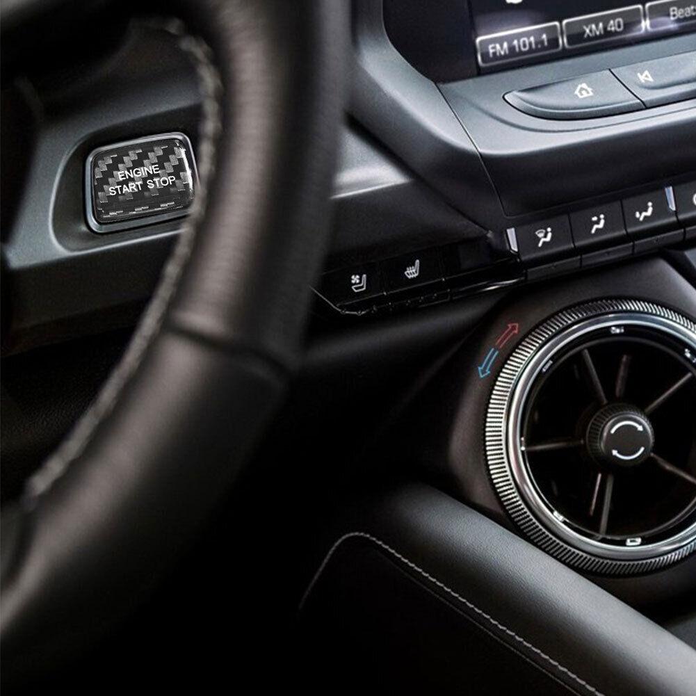 Carbon Fiber Engine Start Stop Button Trim Fit For Chevrolet Camaro 2016-