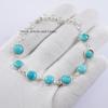 Natural Turquoise Bracelet, 925 Sterling Silver Bezel Bracelet , Handmade Round Gemstone Bracelet, Anniversary Gift