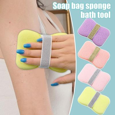 1 pièce Économiseur de savon Filet moussant pour savon Exfoliant Bain Moussant Créateur de bulles de bain Épais Éponge Sac à savon Bain Lavage du corps