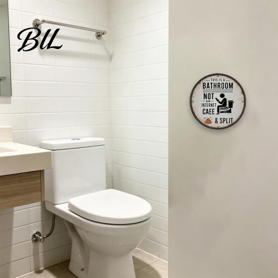 Humorous Restroom Sign Vintage Wooden Bathroom This Is A Not Cafe Shelf Decor Funny Wall Art Rustic Hanging Round Plaque for Farmhouse Washroom Door