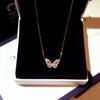 Small Fresh Butterfly Pendant White Zircon Necklace For Lady Butterfly White Zircon Necklace Bowknot Jewelry Gift