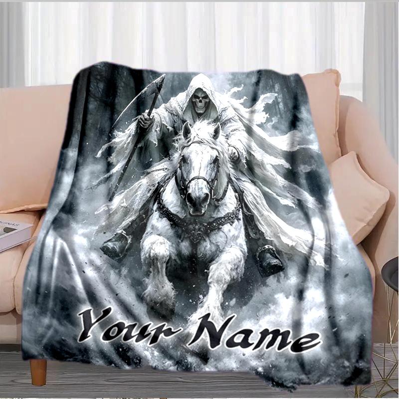 1PC Custom Name Ghost Rider Mist flannel blanket versatile,all-season throw suitable for the living room,bedroom,camping,travel,and gift