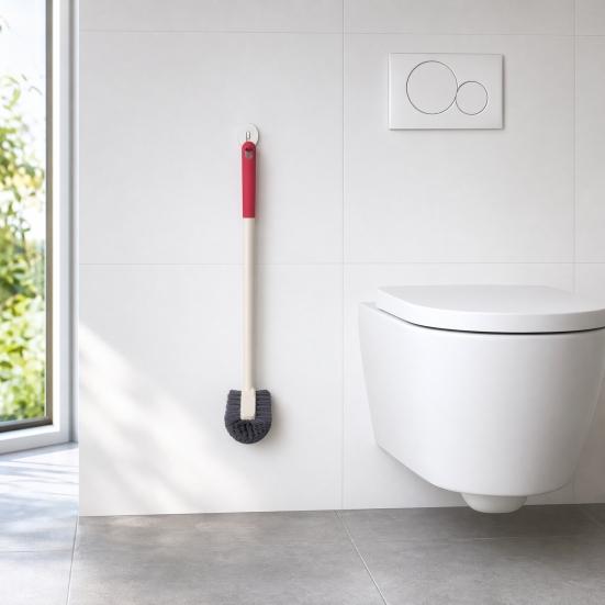 Wall Mounted Toilet Brush, Anti-Slip Handle Curved Soft Bristles Toilet Cleaner, Toilet Grooves Bathroom Brush for Deep Cleaning