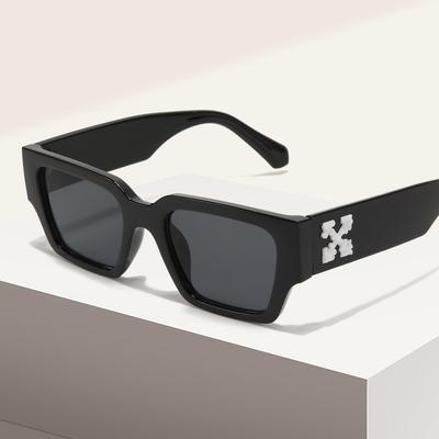 1 Pair Of Square Small Frame Printed Fashion Women'S Sunglasses Sunglasses Outdoor Model Posing Glasses