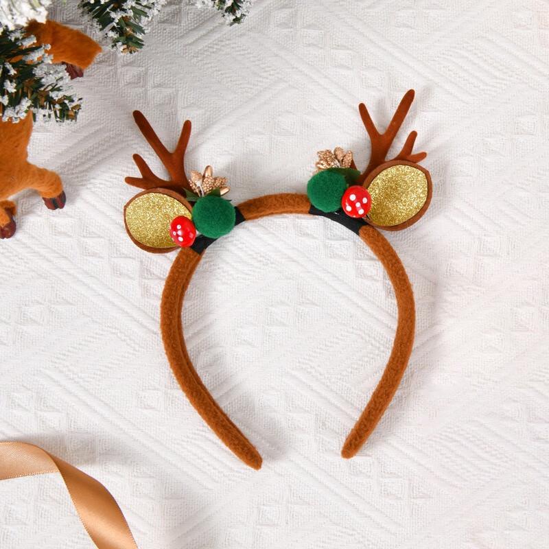 Plush Christmas Deer Antler Hair Clip Set