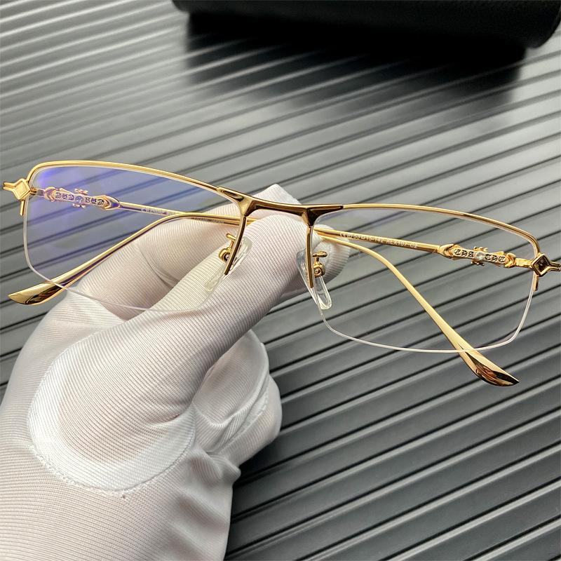 Croxin Blue Light Glasses Temperament Ultra-Light Half-Frame Business Men'S And Women'S Glasses Can Be Matched With Myopia Glasses Frames