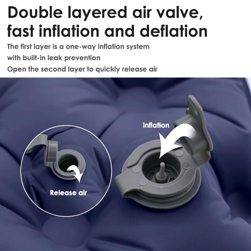 Double Layered Self-Inflating Camping Air Pad Rectangular 2Person TPU Sleeping Mat Portable Moisture-Proof Nylon for Outdoor Use