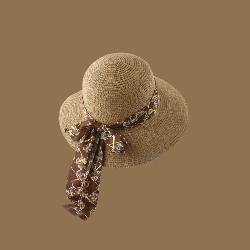 Fashion Ins Net Red Summer Outing Large Brim Sun-shading Beach Sun Hat Korean Version of The Obvious Face Small Straw French Straw Hat Female