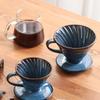 V60 Ceramic Coffee Dripper,High-Temperature Fired with Blue Glaze,Vintage Conical Filter Cup for Home and Gifts
