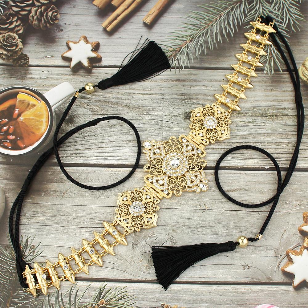 Bijuterii Mireasa De Dama Chic Culoare Aurie Lant In Talie Cu Franjuri Accesorii