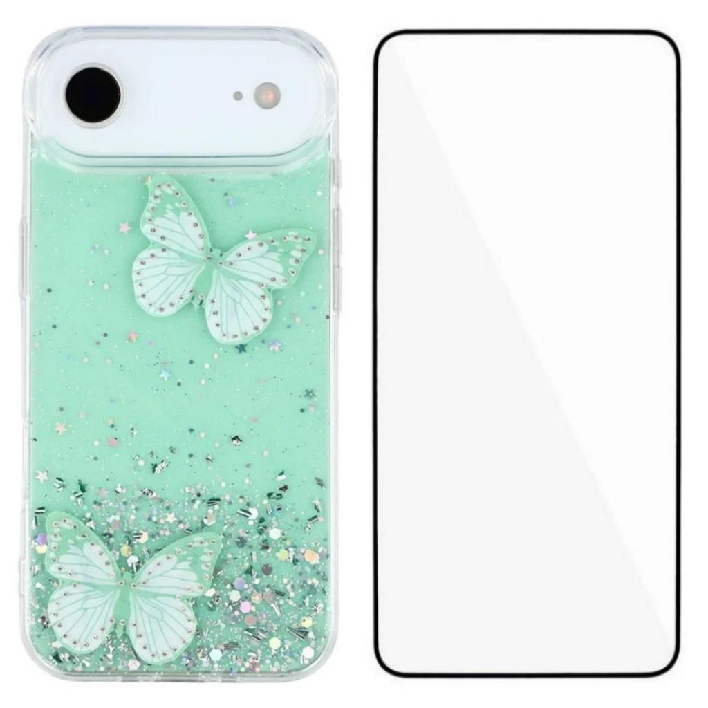 For iPhone 17 Air TPU Case WANLONFENG AW Series PVC Butterfly Epoxy Phone Cover with HD Film