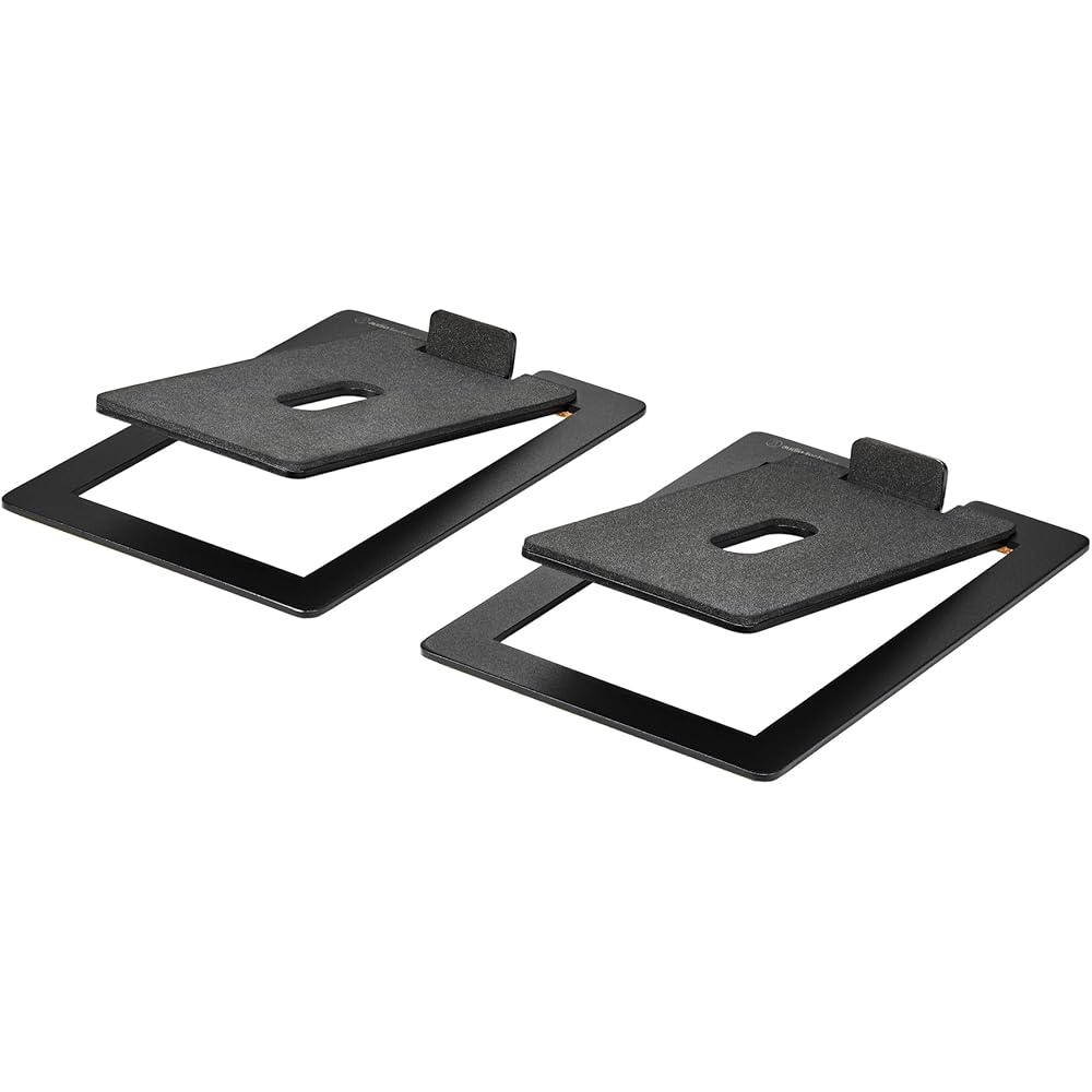 Audio-Technica AT-ST3 Speaker Stands, Desktop/Bookshelf/Tabletop Type [Compatible Models: AT-SP3X and others; Load Capacity: 3.0kg] Pair, Black