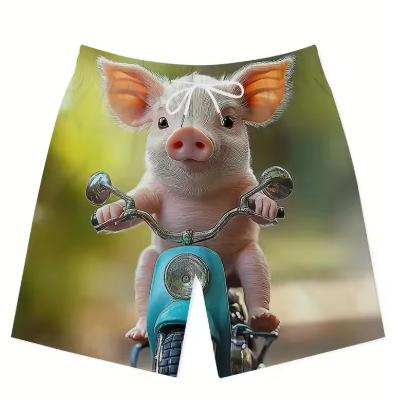 Funny Pig Pattern Men s Beach 3D Printing Novelty Animal Swimming Shorts Cool Summer Hawaiian Surf Shorts XS