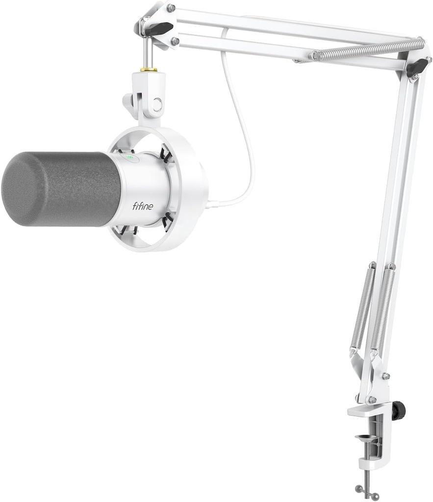 FIFINE Dynamic Microphone, USBXLR Microphone Set, Unidirectional PC Microphone with Volume Control, Mute Button, Microphone Arm, Direct Monitoring,