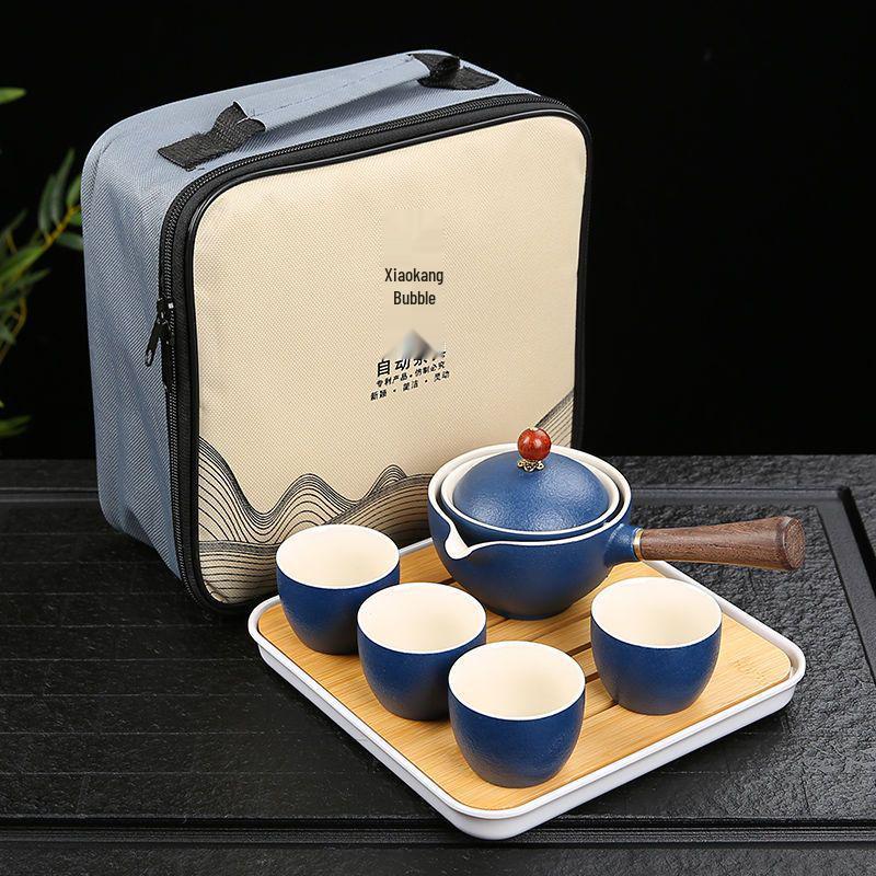 Portable Ceramic Travel Tea Set with Automatic Kung Fu Tea Maker - Business Gift