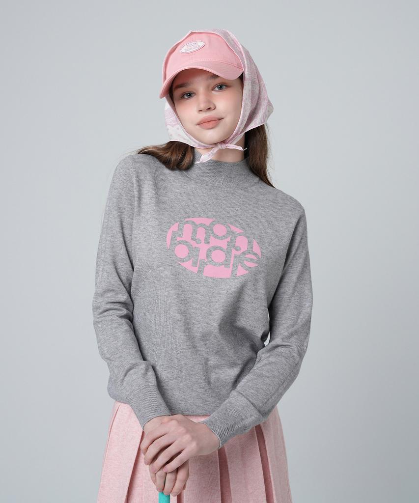 MONBIRDIE GOLF Cloud Mock Neck Long Sleeve Knit Grey