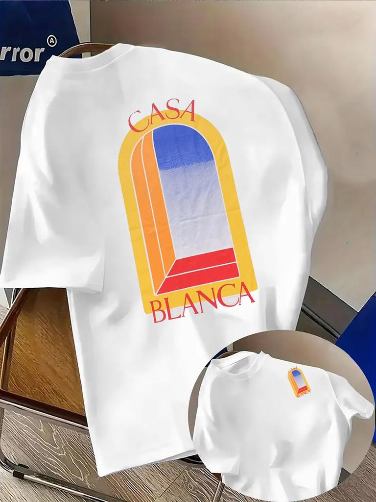 Cs Aesthetic Architectural Graphic Top Casual Round Neck Short Sleeve Tee Summer Neutral Streetwear Cotton Unisexs Tshirt