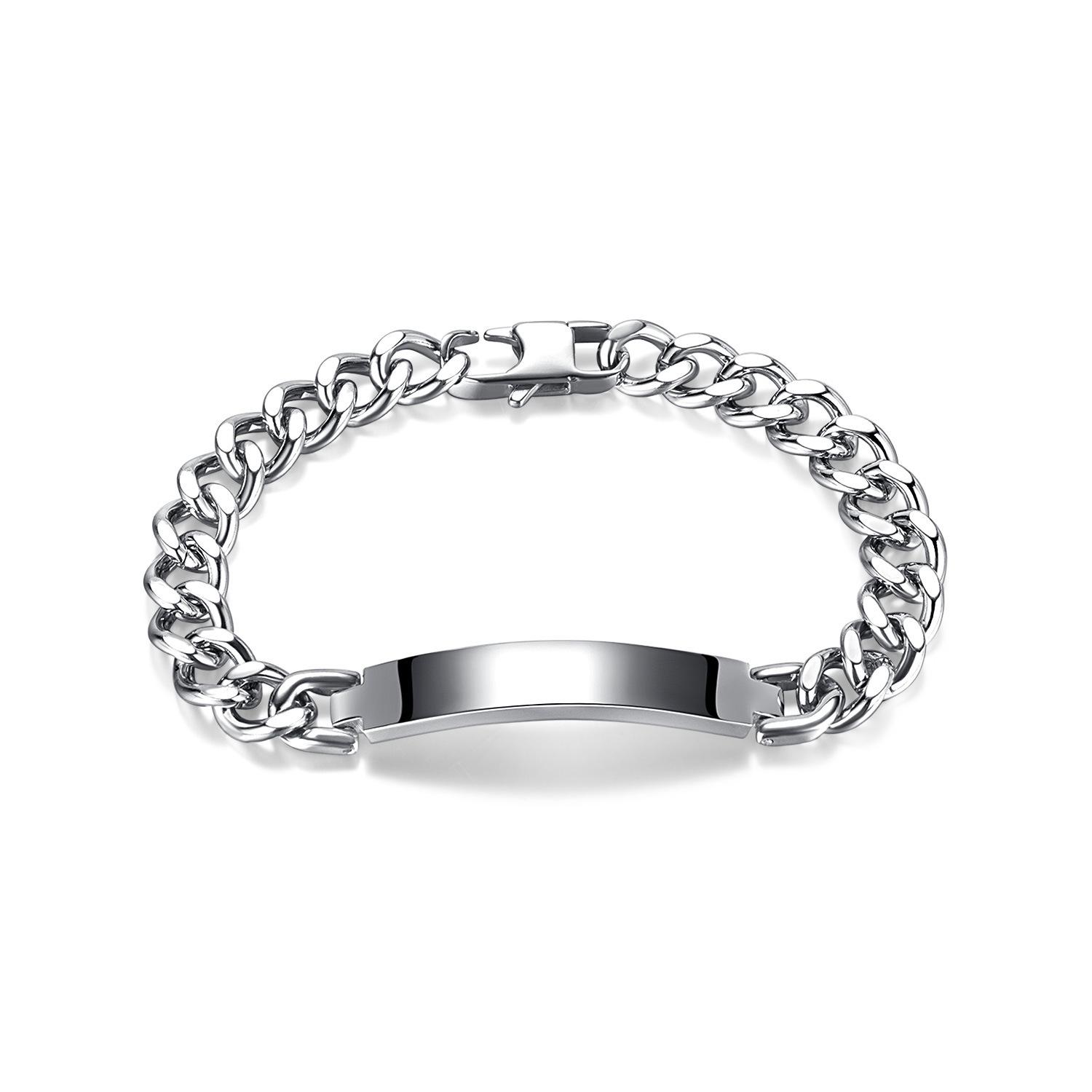 

Универсальный персонализированный модный браслет из титановой стали с гладким изогнутым брендом для пары