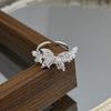Light Luxury Niche Rhinestone Butterfly Rings for Women Girls Gentle Temperament Silver Color Open Rings Birthday Jewelry Gifts