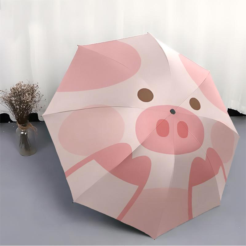 1pc Piggy PinkAutomatic Open/close Umbrella, 8-Rib Sturdy Structure, Portable Travel Umbrella, Parties, Everyday Usec27