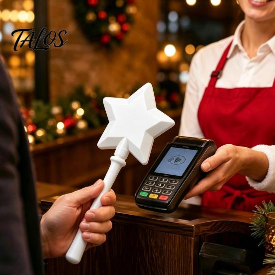 Desktop Photo Display Stand Christmas Tree Payment Wand, Novelty Tap Pay Telescopic Star Gift for Shop Owner Wand Card Holder, Fun Accessory Receipts