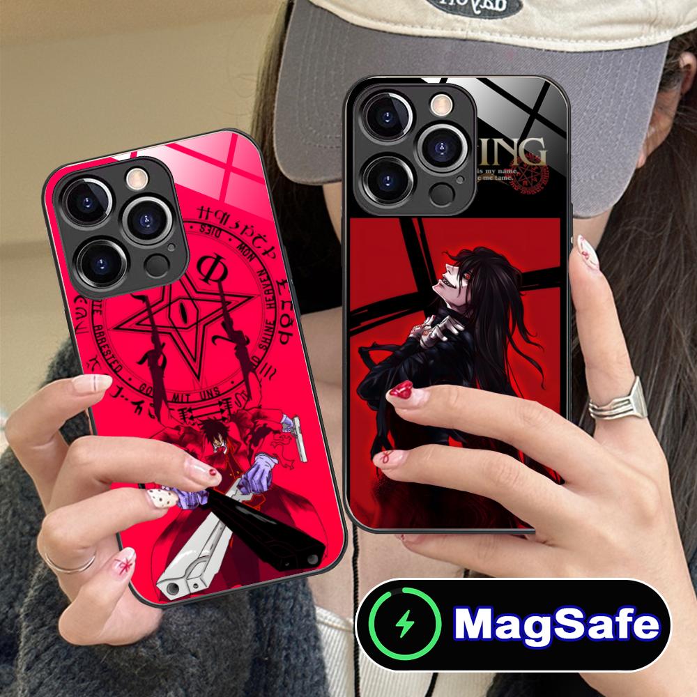 Anime Alucard Hellsing Phone Case for iPhone 17 16 15 14 13 12 11 Air Pro Max Plus Mini MagSafe Glass Colorful Cover Smartphone