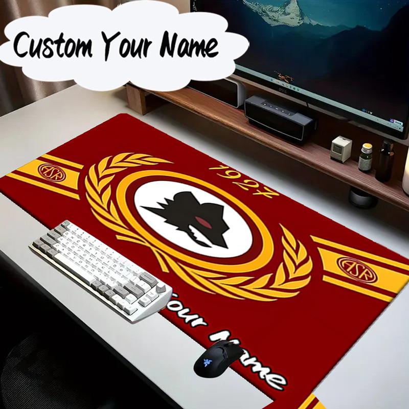 Custom Name Mouse pad Roma Football Club Emblem Mouse Pad Desk Mat, Non-Slip Rubber Backer Pad For Computer Notebook Gaming Mouse Pad Birthday Gift