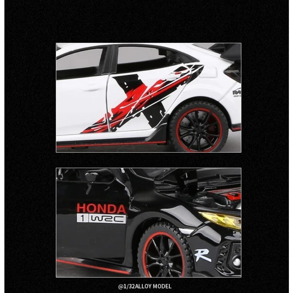 1/32 HONDA CIVIC TYPE-R Legierungsauto Modell Diecasts & Spielzeugfahrzeuge Metall Sportwagen Modell Ton und Licht Sammlung Kindergeschenk
