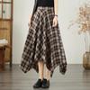 Plus Size High Waist Cotton Vintage Plaid Casual Summer Loose Long for Woman Skirts Womens Skirt