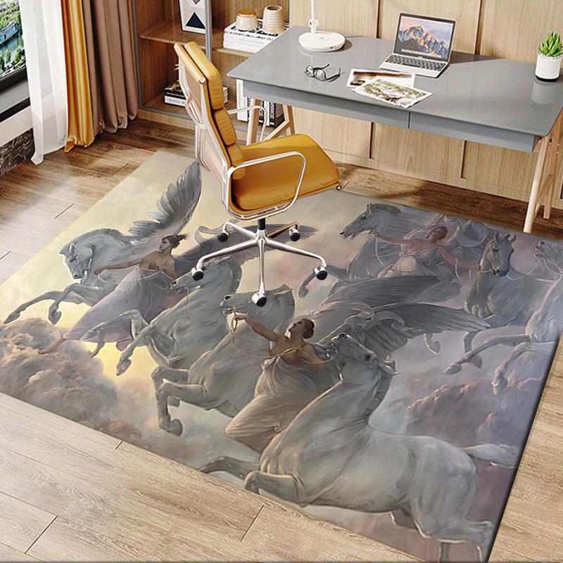 Charming Winged Horse Chair Mat Office Carpet for Home Decor, Suitable for Various Rooms