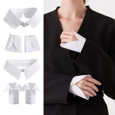 Col et Poignets Faux pour Femme Amovibles Col de Chemise Blanc Poignets de Manche pour Bureau Affaires