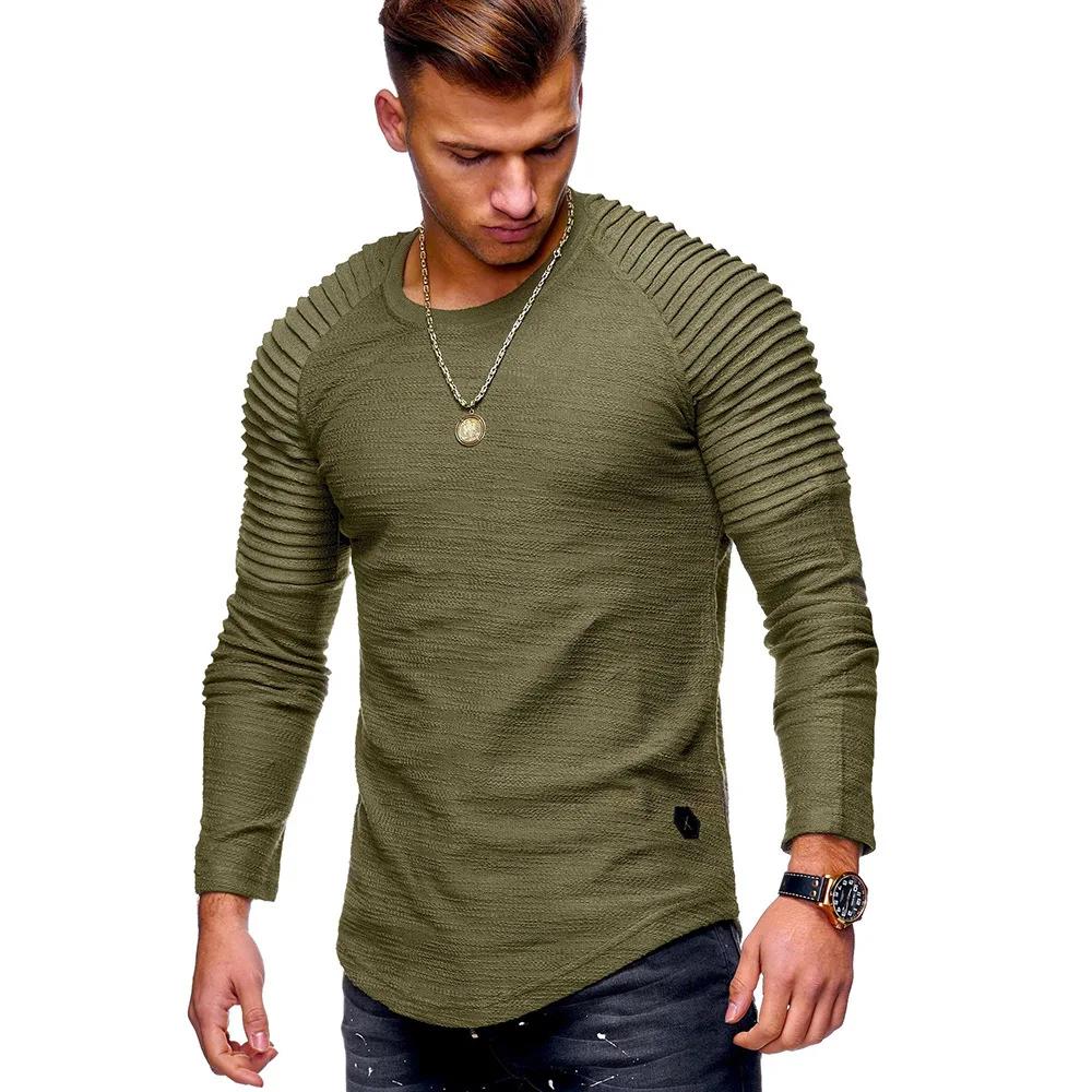 Men's Slim Fit Long Sleeve Round Neck T-Shirt Casual Comfortable Tops
