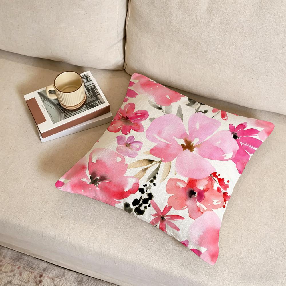 F-Floral Print Cushion Cover Fabric Soft Furnishing,Pillowcase, Cushion Cover, Sofa Pillow, Home Decoration